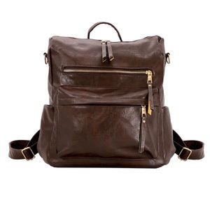 Brown vegan leather backpack NEW
